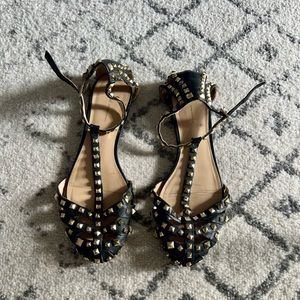 Zara Gold Studded T Strap Flat